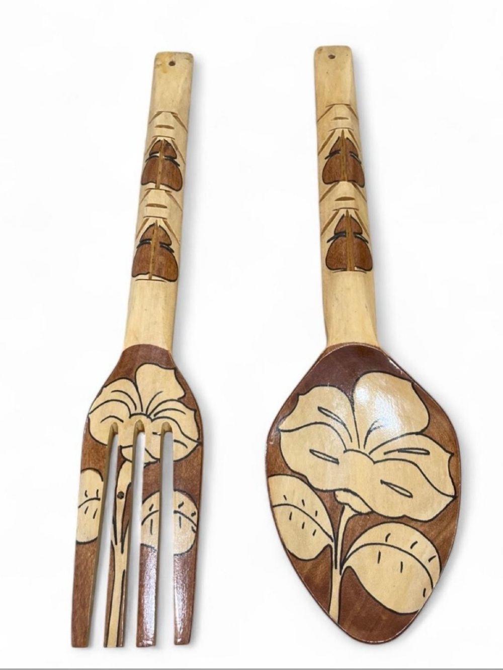 Hand-Carved Decorative Wooden Set - Beige and Brown - Picture 2 of 5